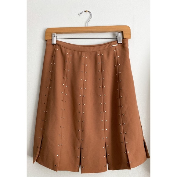 LIU.JO A-line Caramel Camel Tan Skirt Silver Studded Embellished Y2K Luxury 2 - Picture 1 of 12